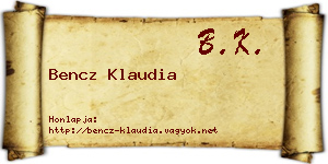 Bencz Klaudia névjegykártya